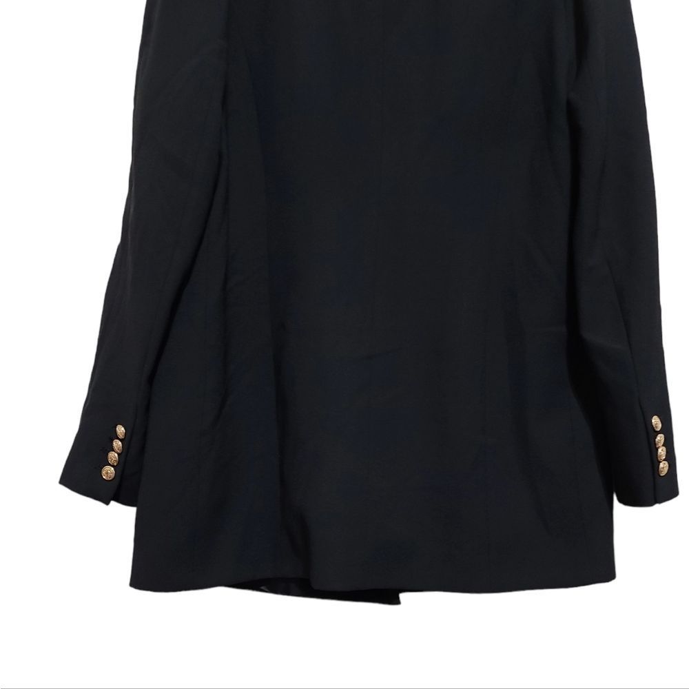 ZARA Black Padded Shoulder Double Breasted Blazer with Gold Buttons Sz XXL - Picture 9 of 12
